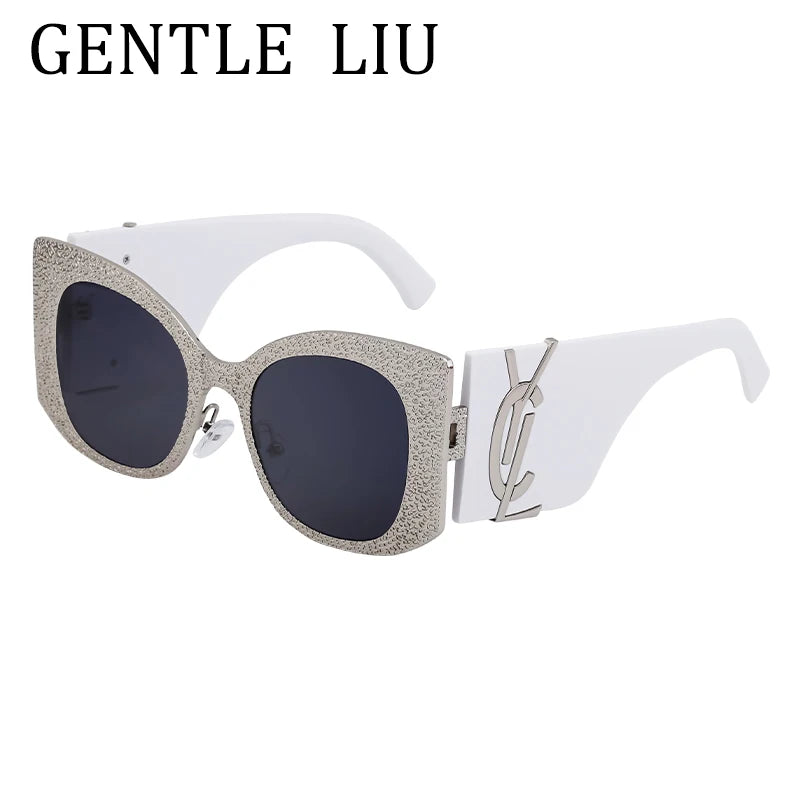 Oversized Cat Eye Sunglasses Women 2024 Luxury Brand Designer Punk Round Sun Glasses For Ladies Trendy Big Frame Eyewear UV400