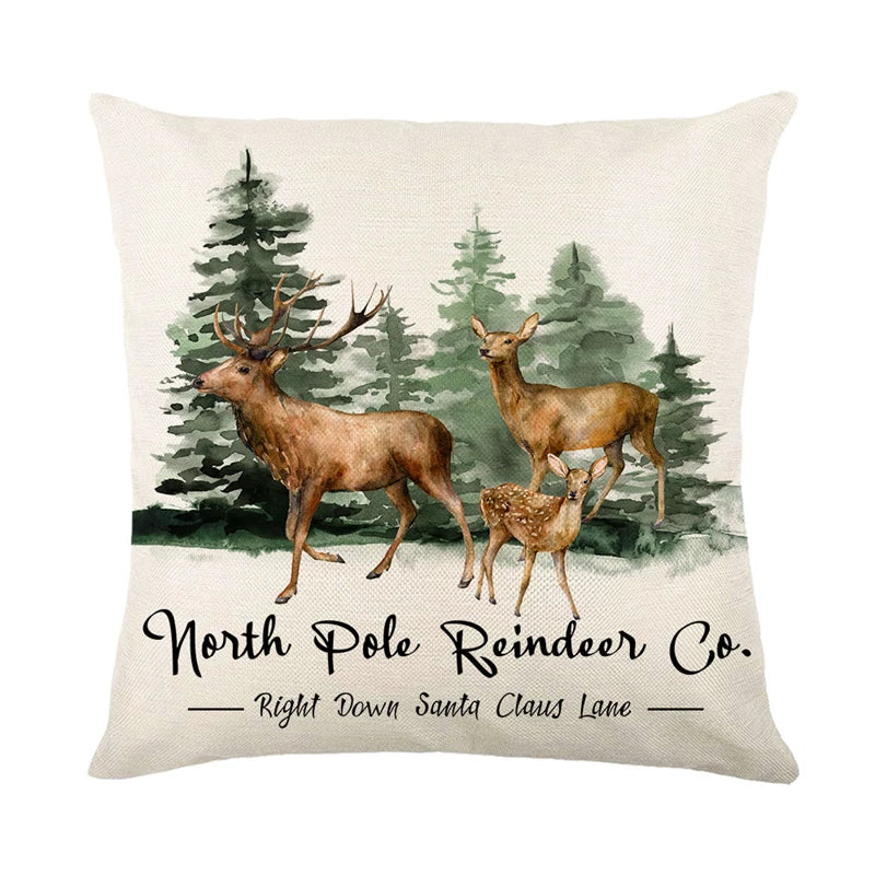 Linen Christmas Pillow Cover Snowman Elk Pillow Case 2024 Christmas Decoration for Home New Year Sofa Car Cushion Cover 45x45cm