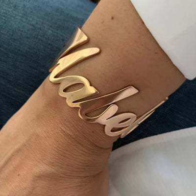 Personalized Name Women's Bracelet Stainless Steel Gold and Silver Bracelet Personalized Charm Bracelet Valentine's Day Gift