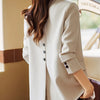 Khaki Black Green Women Solid Formal Blazer Coat Female Long Sleeve Single Button Straight Jacket For Office Ladies Work Wear