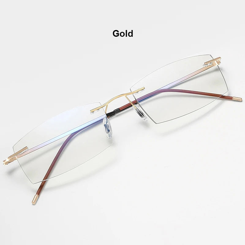 Men Blue Light Blocking Reading Glasses Women Dimond Cutting Rimless Eyeglasses Frame Anti Fatigue Hyperopia Presbyopic Eyewear