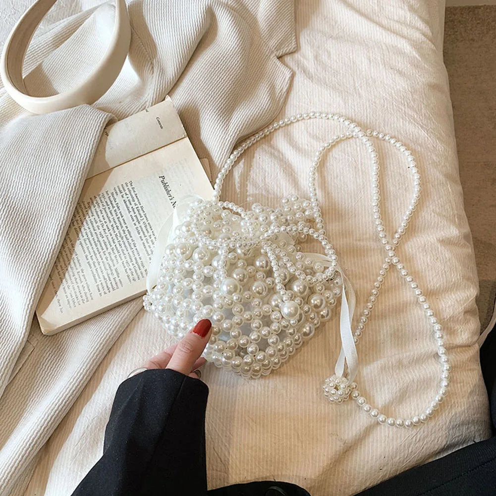 Mini Pearl Bag Luxury Women’s Handheld Bead Bag Purses Fashion Banquet Party Shoulder Bag Pearl Beaded Clutch Purse Mini Bags