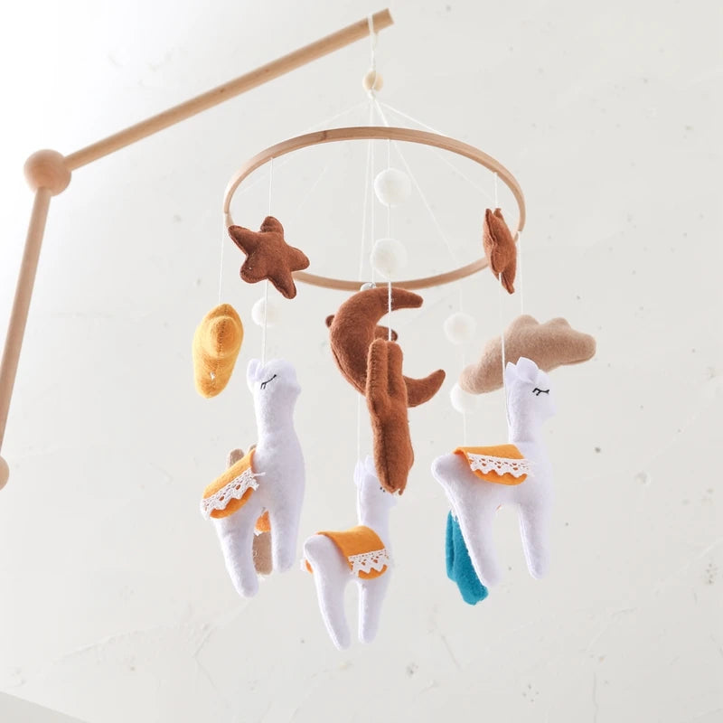 Baby Crib Mobile Rattle Toy 0-12Months Infant Soft Felt Teddy Velvet Pink Bear Bed Bell Hanging Toy Holder Bracket Crib Girl Toy