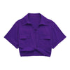 Women Fashion Front Knot Elastic Linen Cropped Shirts Vintage Short Sleeve Patch Pockets Female Blouses Blusa Chic Tops