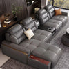 Premium Italian Genuine Leather Sectional Sofa Sets Couch Sofas with USB and Bluetooth Speaker - MANBAS Living Room Furniture