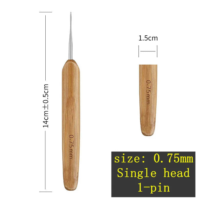1pcs Wooden Crochet Dreadlocks Braid Needle Feather Wig Hook Needles Threader Knitting Hair Crochet Needles Hair Extension Tools