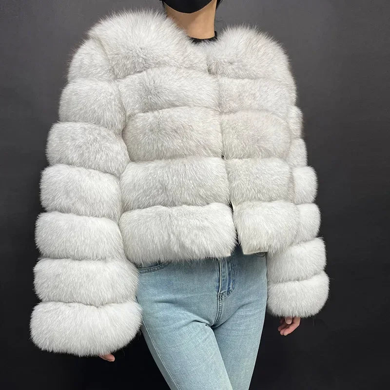 Maomaokong 2025 Natural Real Fox Fur Coat Women Winter Warm Luxury Fur Jacket Detachable Long Sleeves Female Vest Furry Coats