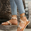 Sandals Women's Floral Pattern Hollow Out Toe Post Lace Flower Sandals Roman Style Open Toe Flat Shoes Women's Sandals