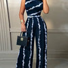Elegant Women Wide Leg Long Juumpsuit 2024 Spring Summer Fashion Printed Sleeveless Casual Holiday Bodysuits Jumpsuits Trousers