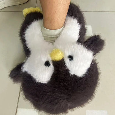 Funny Fuzzy Penguin Slippers Girls Novelty Indoor Shoes Women Soft Furry Slippers Female Plush Home Shoes Animal Flip Flops
