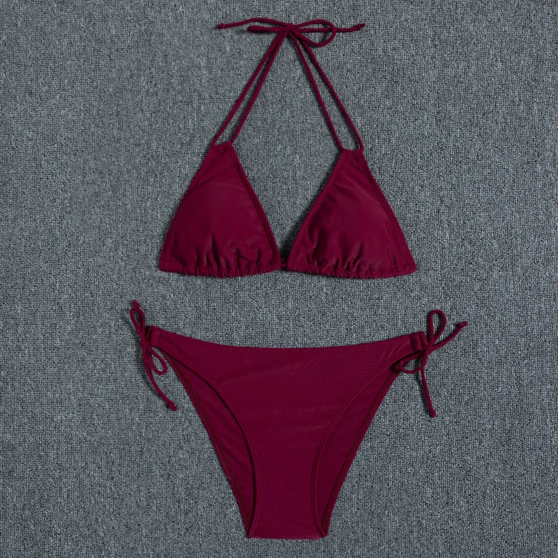Bikini Women Swimsuit 2025 New Swimwear Sexy Lace Up Bikinis Set Backless Bathing Suit For Female Biquini Summer Two Piece Suits