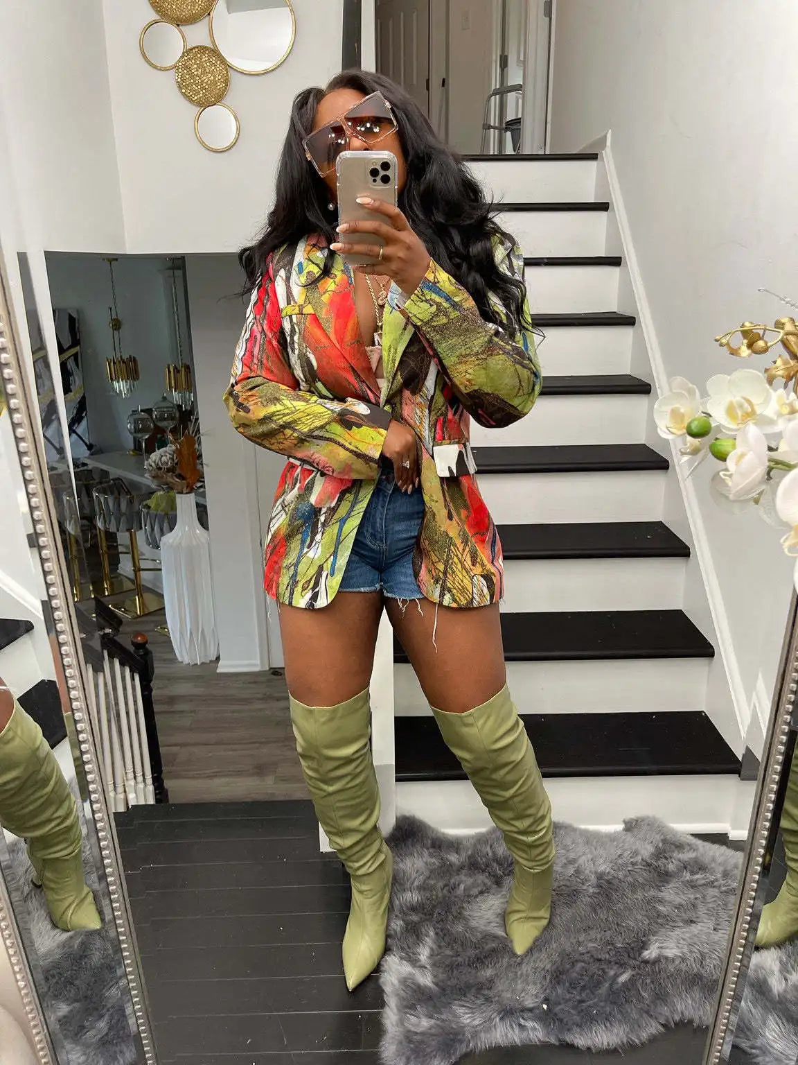 Women's Casual Blazer Printed Top Jacket European And American Hot-Selling Street Trend Blazers Fashionable Women's Jacket