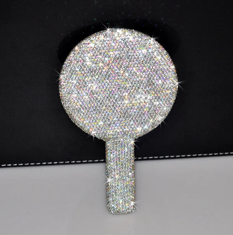 Women's Mirror Eyelash Extension Mirror Sticking Diamond Hand Mirror Fashionable High-end Beauty Handle Mirror Cosmetics Mirrors