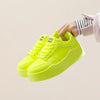 2025 New spring shoes for women green trainers platform lace up sneakers woman hip hop chunky sports shoes faux leather sneaker