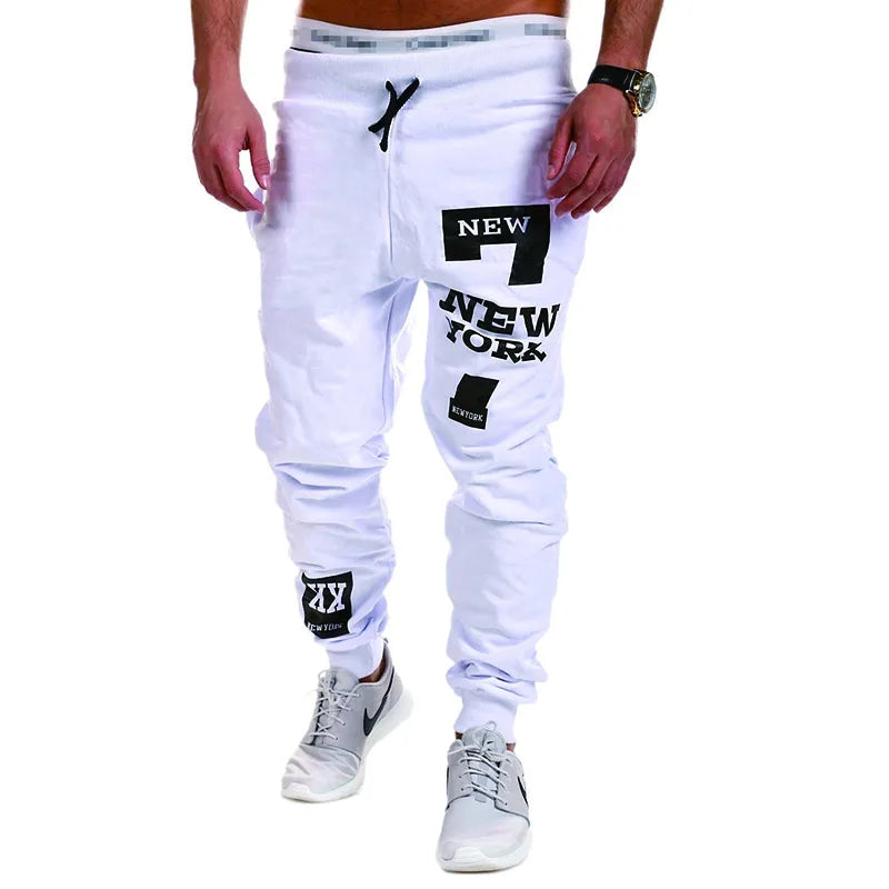 Letter Graphic Print Sweatpants for Men Hip Hop Joggers Sports Athletic Pants for Workout Casual Elastic Waist Lounge Trousers
