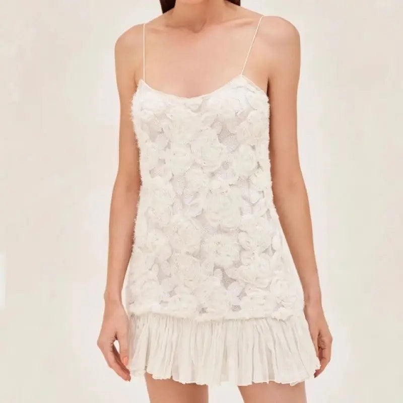 Elegant Womens White Floral Chic Mini Dress Patchwork Pleated Short Dresses Casual Black Evening Party Dresses Birthday Summer