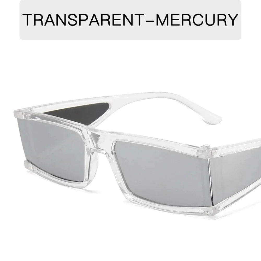 Retro Fashion Punk Square Sunglasses For Women Men Ins Popular Small Frame Silver Sun Glasses Trending Shades UV400 Ladies Eye
