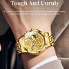 OLEVS Men's Watches Top Brand Luxury Original Waterproof Quartz Watch for Man Gold Skeleton Style 24 Hour Day Night New