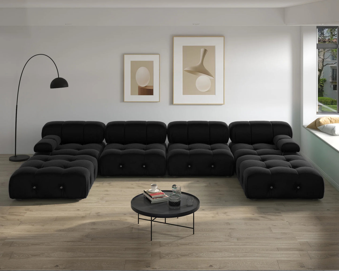 Modern Sectional Sofas Living Room U-Shaped Minimalist Velvet Fabric Large Sofa Couches Luxury 6-Seat Couch with Chaise Ottomans