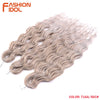 FASHION IDOL 24 Inch Synthetic Hair Water Wave Braiding Hair Extensions Ombre Rainbow color Deep Wave Curl Twist Crochet Hair