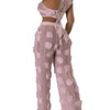 Sexy see through lace up vacation jumpsuits women summer body party club outfits streetwear womens jumpsuit Wide leg pants sets
