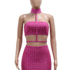 Sexy halter rhinestone mini summer dress women elegant bodycon night club party dresses woman short evening dresses vestidos HL