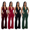 CM.YAYA Women V-Neck Backless Straight Sleeveless Flare Jumpsuits 2025 Summer Hollow Out Sexy One Piece Set Streetwear Outfits