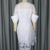 White Lace Dresses for Women Vintage Crew Neck Embroidery Tunic Package Hip Retro Elegant Midi Dress Holiday Party Wedding Gowns