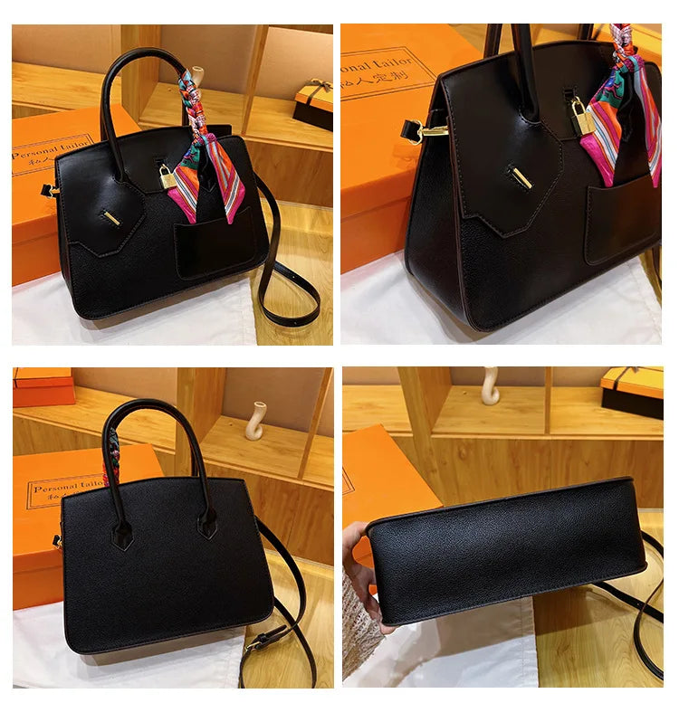 New Birkin Bag Handbag Lychee Grain Large Capacity Advanced Sense Kelly Bag Single Shoulder Crossbody Bag for Women