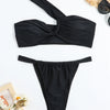 Bikini Set Women Sexy Sleeveless One Shoulder Swimsuit Two-Piece Swimwear 2025 Summer New Fashion Solid Color Bathing Beachwear