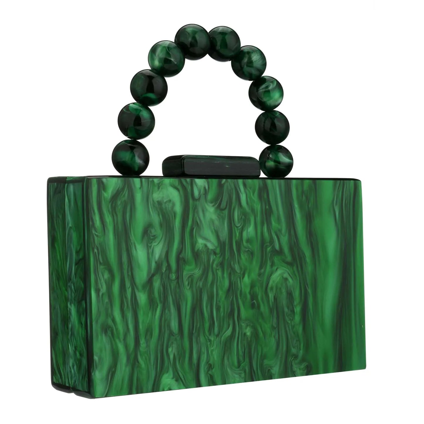 Luxury Crossbody Bag Pearl Marble Dark Green Acrylic PVC Evening Bags Women Purses And Handbags Wedding Party Beach Flap