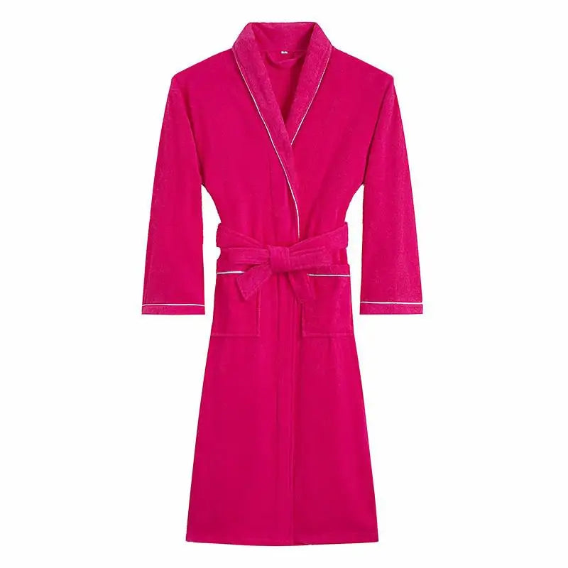 100% Cotton Couples Long Thick Absorbent Terry Bath Robe Kimono Men Light Weight Towel Bathrobe Sleepwear Women Hotel Gown Robes