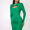 Mozision Hollow Out Long Sleeve Sexy Maxi Dress For Women Gown Autumn Winter New Metal Buckle Ruched Slit Long Dress Elegant