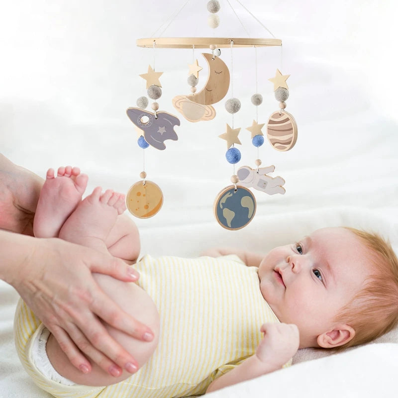 Baby Bed Bell Wood Mobile Toddler Rattles Toys Crib Bell Rattles Boho Style Kids Musical Toys 0-12 Months For Baby Newborn Gifts