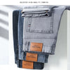 Summer Elastic Men's Jeans Fashion Gray Comfortable Business Straight Stretch Cotton Casual Denim Pants Brand Male Thin Trousers