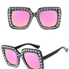 Glitter Women Sunglasses Brand Design Flash Square Shades Mirror Female Sun Glasses Bezel Bling Rhinestones