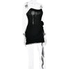Articat Sexy Strapless Bandage Double-layer Mesh Patchwork Dress Women Perspective Tight Flower Ribbon Vestidos Party Clubwear