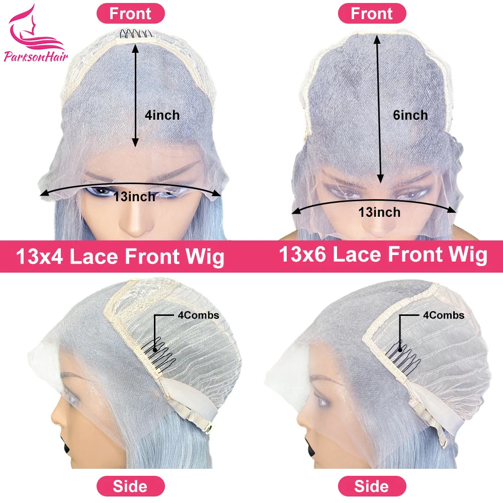 13*4 13*6 HD Lace Frontal Wig 613 Brazilian Body Wave Pre Plucked Silver Grey Lace Front 613 Colored Human Hair Wigs For Women