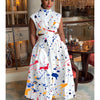 Summer Dresses 2024 Mock Neck Sleeveless Cutout White Maxi Dresses A-Line Elegant Pockets Casual Party Hollow Out Long Dress