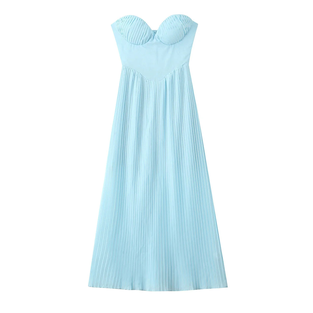 Pure sexy French high-end tube top one-shoulder dress female long seaside holiday pleated skirt