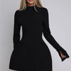 Mozision Long Sleeve Backless Sexy Mini Dress For Women Autumn Winter New O Neck High Waist A-line Club Party Sexy Dress Elegant