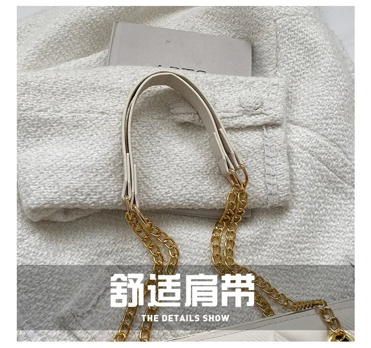 Ladies Fashion Large Capacity Chain Bag Retro Square Tote Bag Diamond Texture Shoulder Crossbody Daily Hundred Underarm Handbag