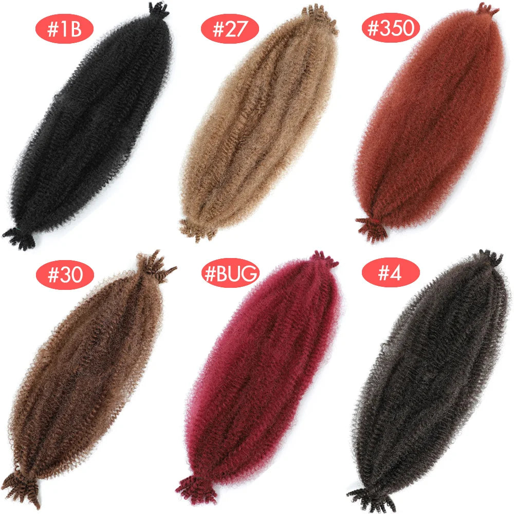 24 inch Kinky Afro Springy Braiding Crochet Hair 18” Marley Kinky Crochet Braids Hair Soft Afro Kinky Twist Crochet Braid Hair