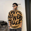 Pullover Man Letter Green Knitted Sweaters for Men Crewneck Loose Knitwear Round Collar Clothing Deals 2024 Fit Cheap Woven Top