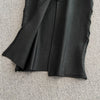 Faionable Diamond Embellied Wrap Skirt Set ort Top Long Dr Slimming High Collar Long Sve Zipper Two Piece Set