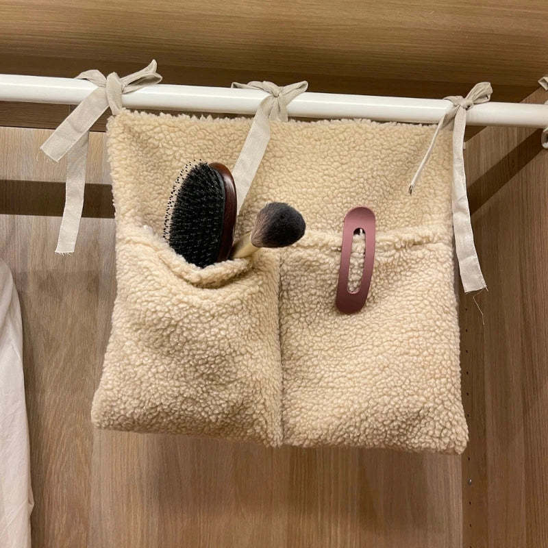 New Thick Plush Baby Crib Hanging Storage Bag Portable Double Pockets Newborn Cot Toy Organizer Bag Bed Headboard Storage Pouch