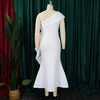 Elegant Dresses for Women One Shoulder Sleeveless Ruffles Mermaid Floor Length Luxury Birthday Party Dinner Vestidos Mujer Dress