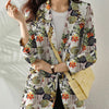 Women Autumn Blazer Retro Printed Coats Casual Long Sleeve Floral Outerwear ZANZEA Female Single Button Lapel Jackets Oversize