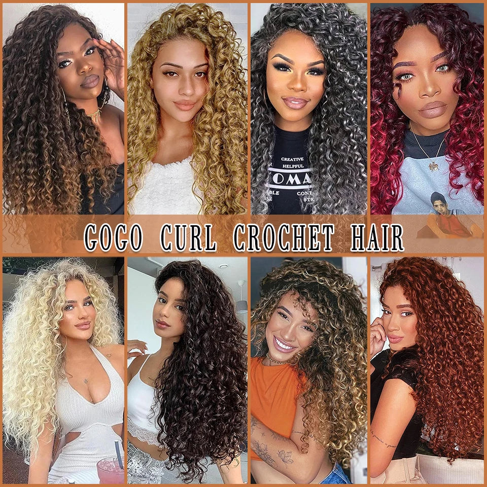 Beach Curl Crochet Hair Gogo Curl Crochet Hair 18 Inch Ombre Brown Blonde Bug Ginger T30 Synthetic Deep Wave Twist Crochet Braid