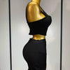 Women Sexy Top Short Skirt Bodycon Bandage Two Pieces Sets White Black 2025 Evening Party Luxury Birthday Outfit Nightclub Suits